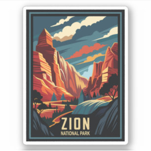 Pegatina Parque nacional Retro Zion