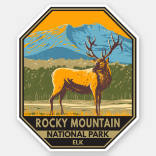Pegatina Parque nacional Rocky Mountain Colorado Elk Vintag