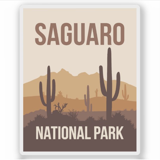 Pegatina Parque nacional Saguaro Arte de viajes mínimo (Anverso)