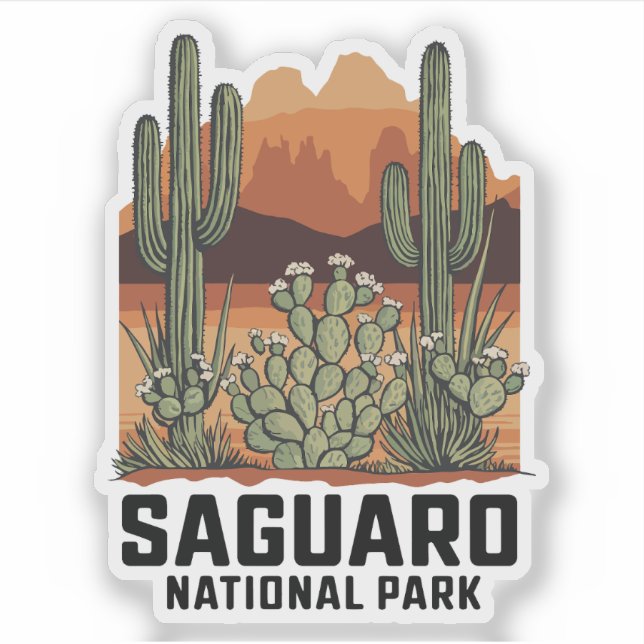 Pegatina Parque nacional Saguaro Cactus (Anverso)