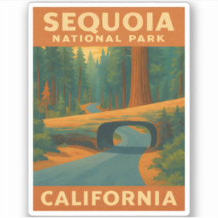 Pegatina Parque nacional Secuoia de Viajes Vintage Californ