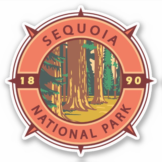 Pegatina Parque nacional Sequoia Compass Emblem (Anverso)
