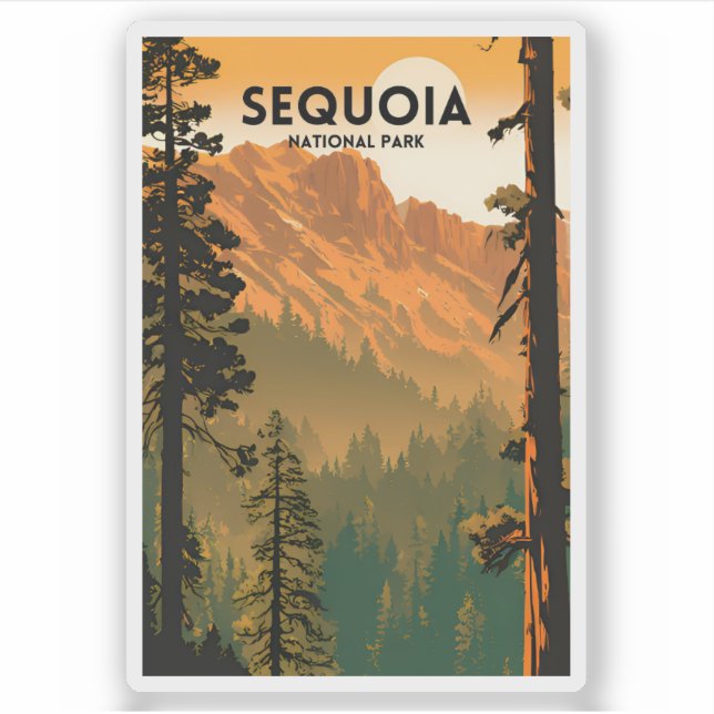 Pegatina Parque nacional Sequoia Vintage (Anverso)