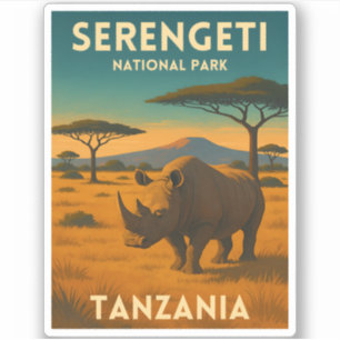 Pegatina Parque Nacional Serengeti Viajes Antiguos África