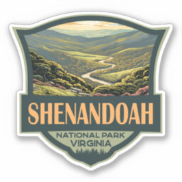 Pegatina Parque nacional Shenandoah Ilustracion Retro de vi
