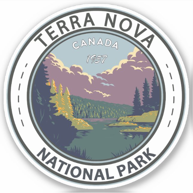 Pegatina Parque nacional Terra Nova Canadá Viajes de arte (Anverso)