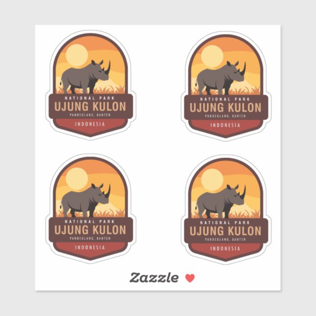 Pegatina Parque nacional Ujung Kulon Indonesia (Hoja)