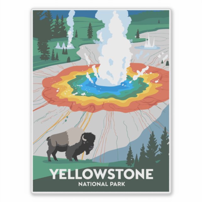 Pegatina Parque nacional Vivid Yellowstone (Anverso)