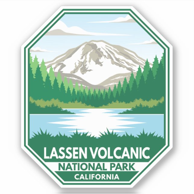 Pegatina Parque nacional volcánico de Lassen Emblema retro  (Anverso)