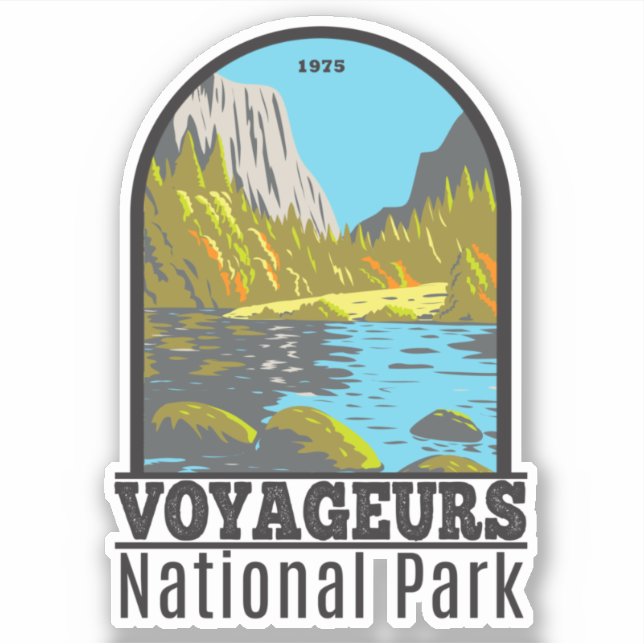 Pegatina Parque nacional Voyageurs Minnesota Retro (Anverso)