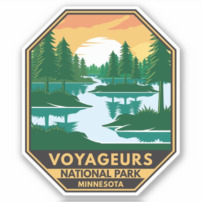 Pegatina Parque nacional Voyageurs Minnesota Sunset Emblem (Anverso)