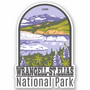 Pegatina Parque nacional Wrangell St Elias Lago Nizina Retr