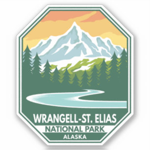 Pegatina Parque nacional Wrangell St Elias Retro mínimo