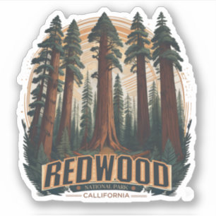 Pegatina Parque nacional y estatal Redwood, California cost