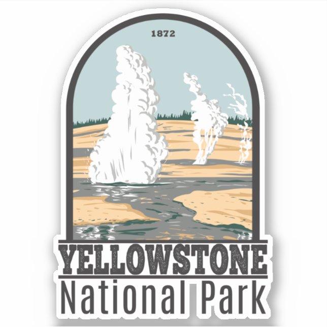 Pegatina Parque nacional Yellowstone Cuenca Norris Geyser (Anverso)
