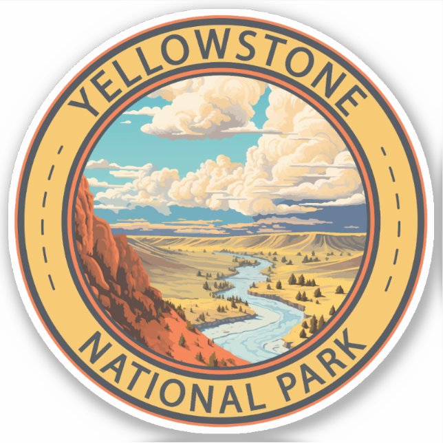 Pegatina Parque nacional Yellowstone Hayden Valley Travel A (Anverso)