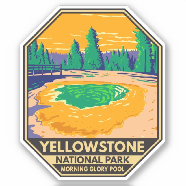 Pegatina Parque nacional Yellowstone Moral Glory Pool Retro (Anverso)