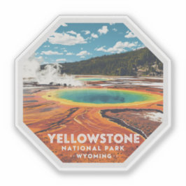 Pegatina Parque nacional Yellowstone Wyoming Viaje de época