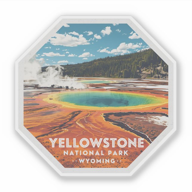 Pegatina Parque nacional Yellowstone Wyoming Viaje de época (Anverso)