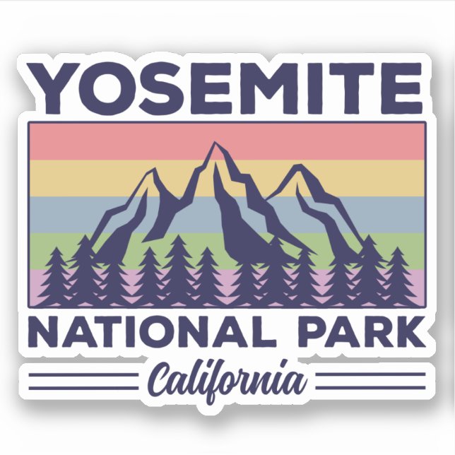 Pegatina Parque Nacional Yosemite, California, Senderismo R (Anverso)