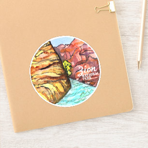 Pegatina Parque nacional Zion Acuarela Utah