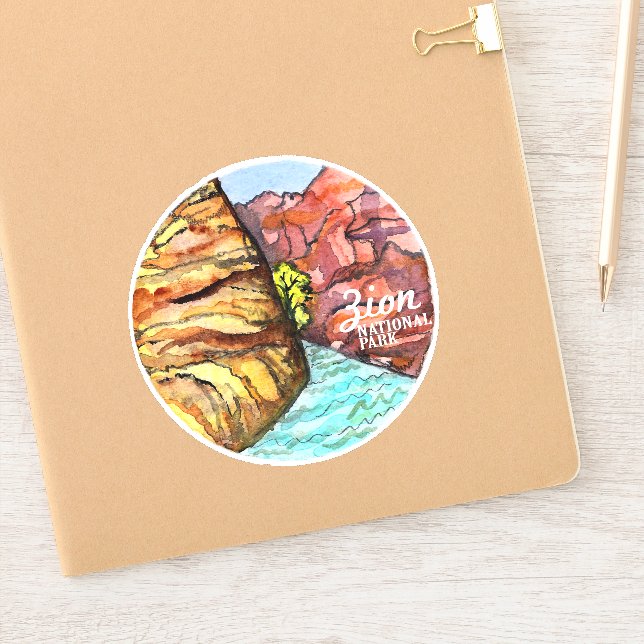 Pegatina Parque nacional Zion Acuarela Utah (Cuaderno)