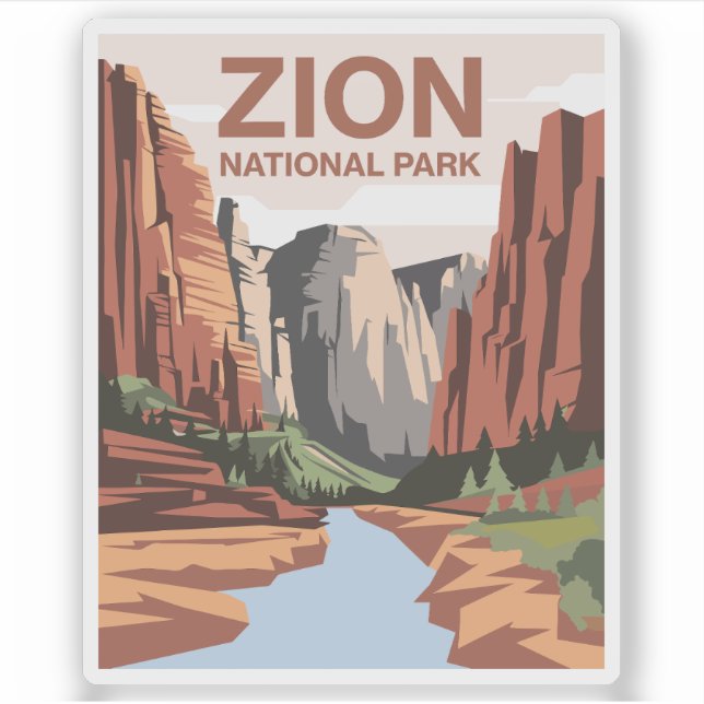 Pegatina Parque nacional Zion Viajes Arte (Anverso)