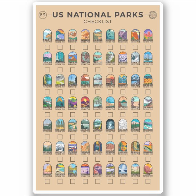 Pegatina Parques nacionales de Estados Unidos (Anverso)