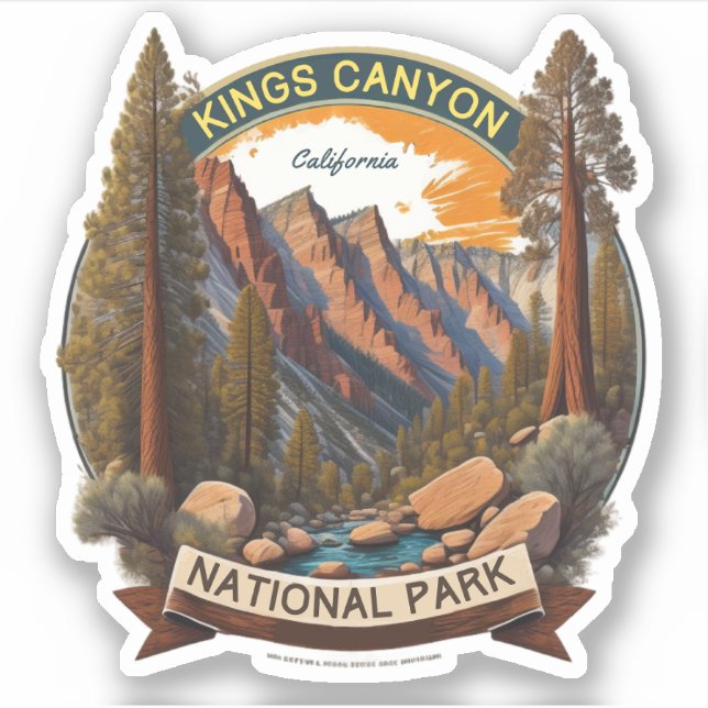 Pegatina Parques nacionales Sequoia y Kings Canyon californ (Anverso)