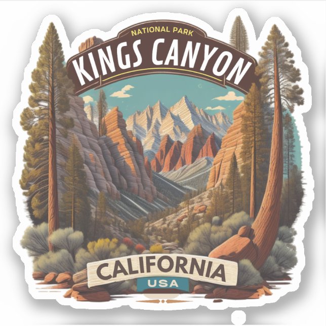 Pegatina Parques nacionales Sequoia y Kings Canyon californ (Anverso)