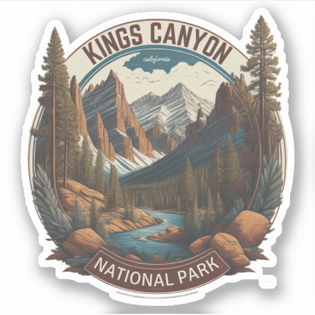 Pegatina Parques nacionales Sequoia y Kings Canyon californ (Anverso)