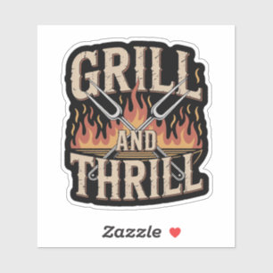Pegatina Parrillada y barbacoa Thrill para dads y cocineros