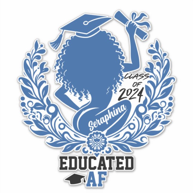 Pegatina Partido de graduación azul del equipo de twerk "Ed (Anverso)