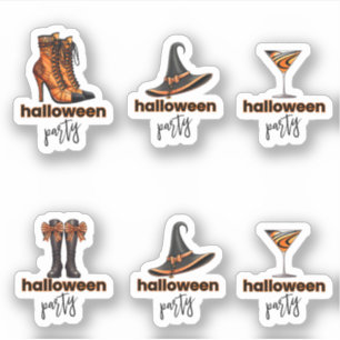 Pegatina Partido Halloween bota a Gorra de brujas martinis
