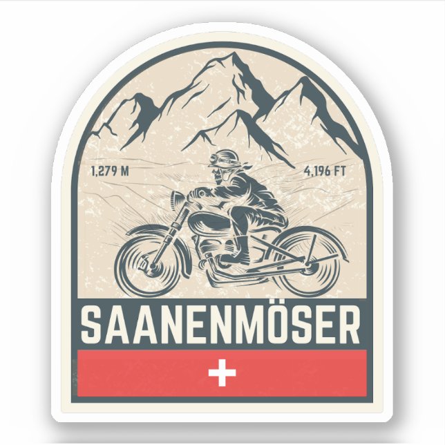 Pegatina Pasaje de motocicleta del paso de Saanenmöser (Anverso)