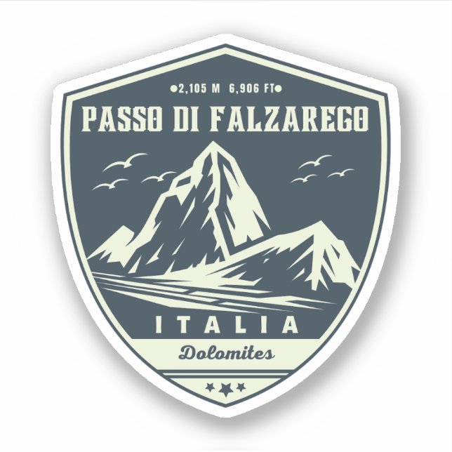 Pegatina Pasaje dolomita de montaña de Passo di Falzarego-i (Anverso)