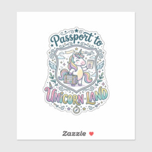 Pegatina Pasaporte de Unicornio a Tierra de Unicornios Fond
