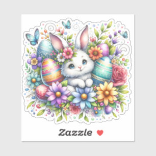 Pegatina Pascua Bunny Springtime Vacaciones alegres diverti