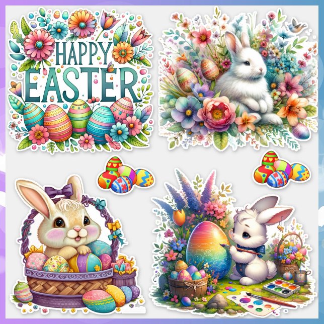 Pegatina Pascua Bunny Springtime Vacaciones alegres diverti (Subido por el creador)