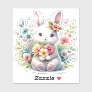 Pegatina Pascua Bunny Springtime Vacaciones alegres diverti