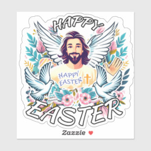 Pegatina Pascua feliz con Jesús