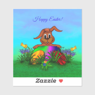 Pegatina ¡Pascua feliz! Conejo de Pascua