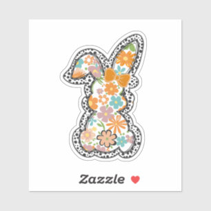 Pegatina Pascua Floral Bunny LeoparBorder Feliz Pascua