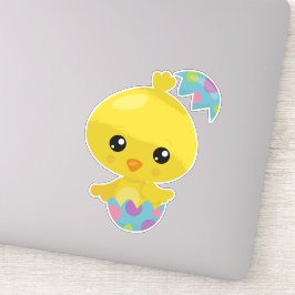 Pegatina Pascua, pollo picado, pollo bebé, huevos de Pascua
