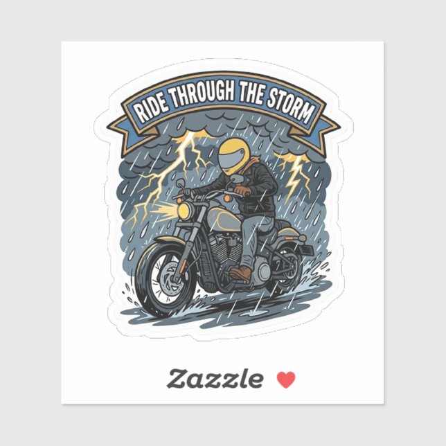 Pegatina Pase a Través de la Tormenta Motocicleta de Vinilo (Hoja)