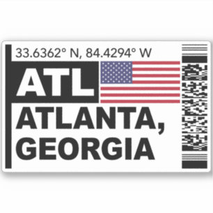 Pegatina Pase de Abordar ATL Atlanta - Viajes a Georgia