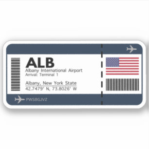 Pegatina Pase de embarque ALB Albany - Viajes de Nueva York