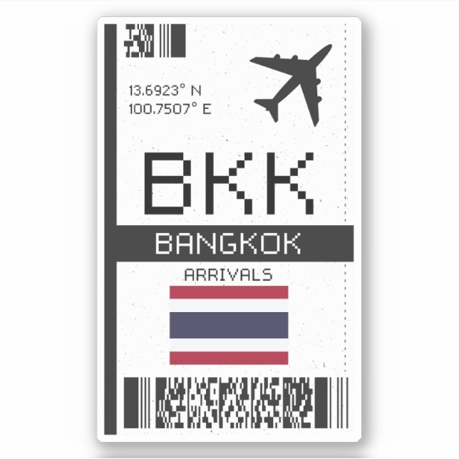 Pegatina Pase de embarque BKK Bangkok - Viajes a Tailandia (Anverso)