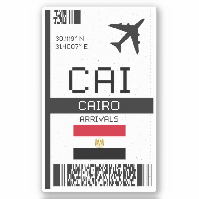 Pegatina Pase de embarque de CAI Cairo - Viaje a Egipto (Anverso)