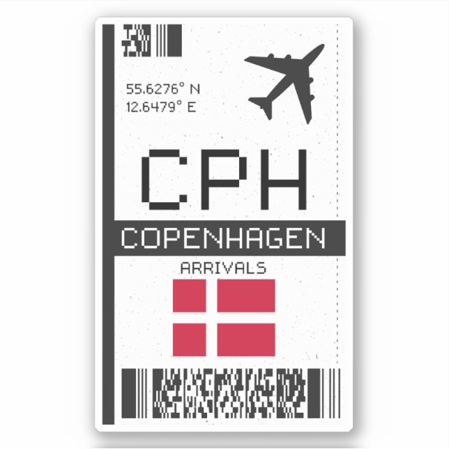 Pegatina Pase de embarque de Copenhague CPH - viajes de Din (Anverso)